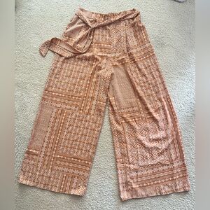 Ces Femme Patterned Wide-Leg Pants in Tan